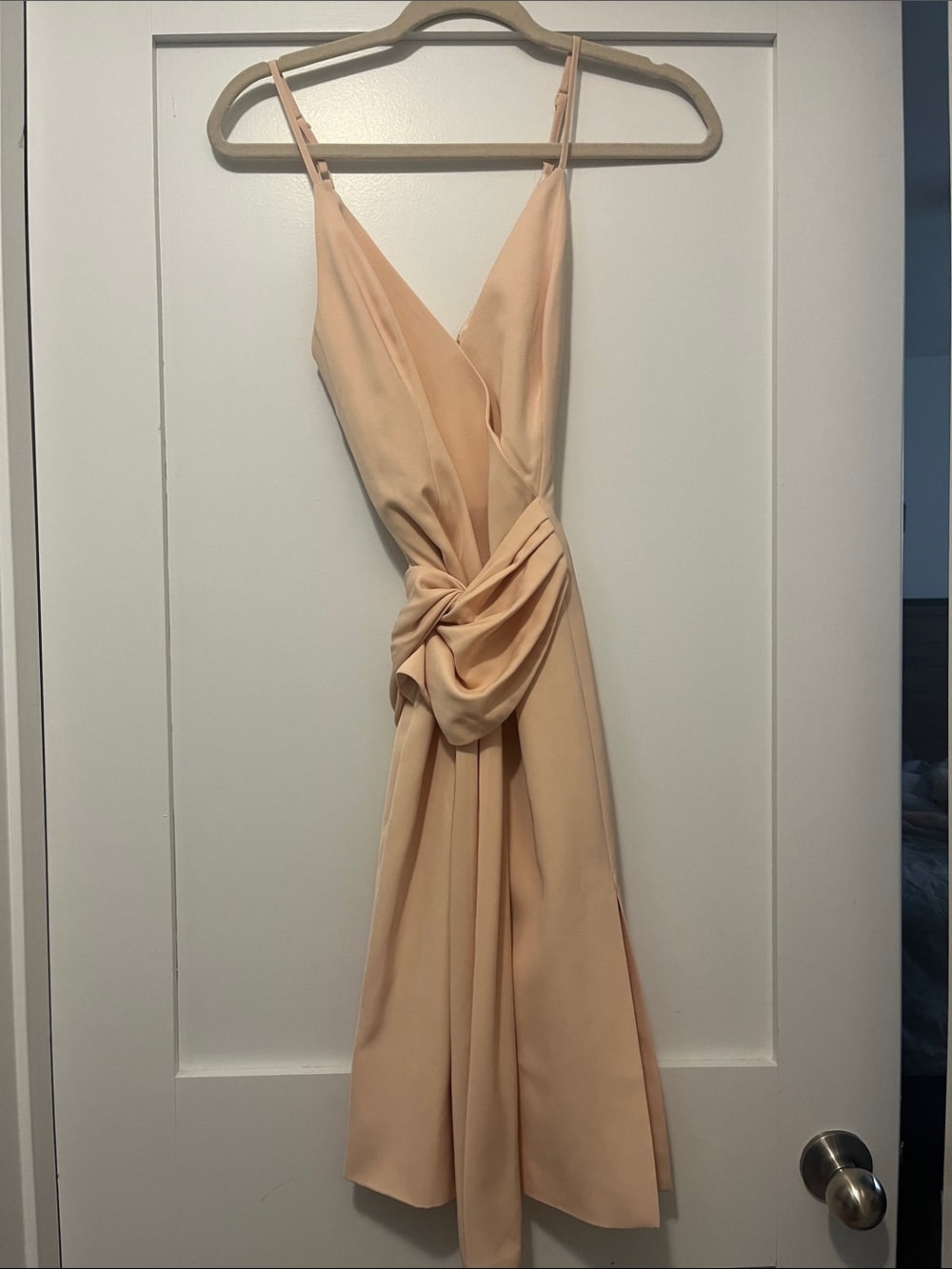 C/MEO Collective Peach Draped Twist-Front Midi Dress